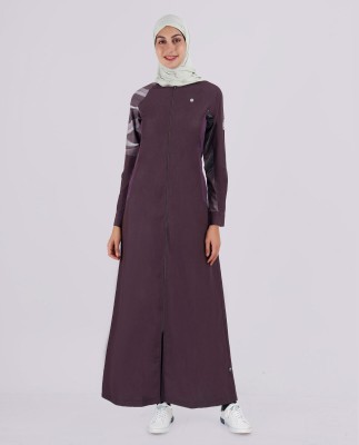 SILK ROUTE London Polyester Solid Abaya(Grey)