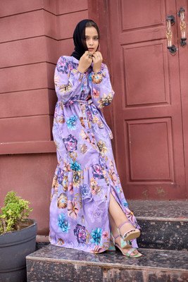 SARINKU Nida Matte Printed Abaya(Black)