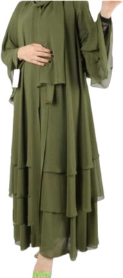 MM COLLECTION Polyester Self Design Burqa With Hijab(Green)
