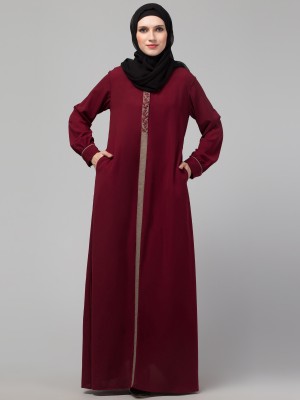 subeda collection Nida Matte Solid Abaya(Maroon)