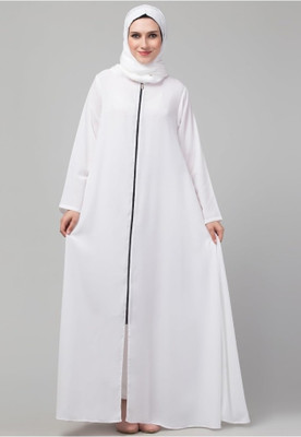 Nishat Enterprises Nida Matte Solid Burqa With Hijab(White)