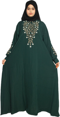 MODEST CITY Crepe Abaya With Hijab(Green)