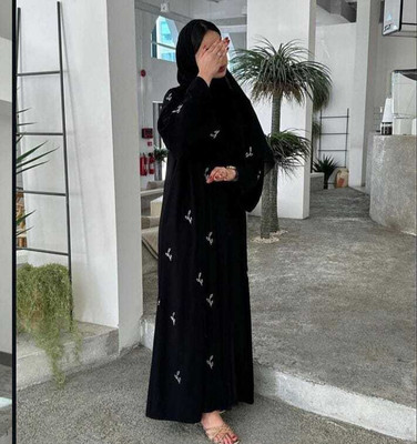DCSTORE Polyester Self Design Burqa With Hijab(Black)