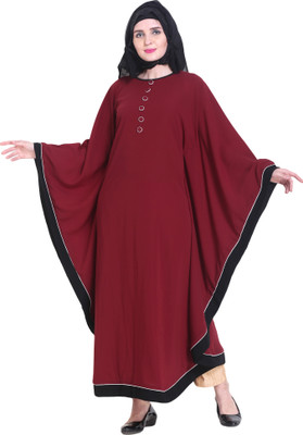 MODEST CITY Crepe Solid Abaya(White, Maroon)