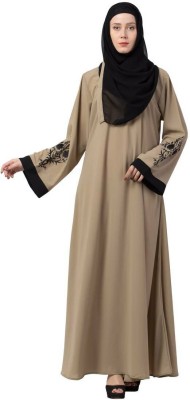 VEGAFAB Crepe Self Design Abaya With Hijab(Beige)