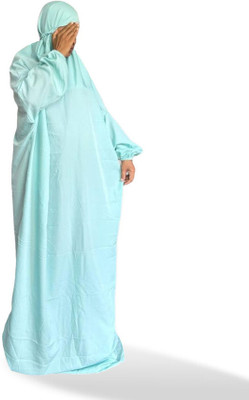 ANBA Crepe Solid Abaya With Hijab(Green)
