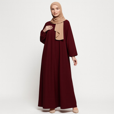 KK FASHION Cotton Silk Solid Burqa(Maroon)