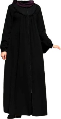 ovais abaya collection Nida Matte Solid Abaya With Hijab(Black)