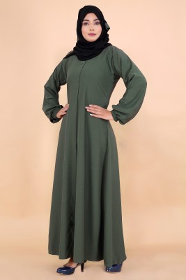 SALAHWEARS Cotton Blend Self Design Burqa With Hijab(Green)