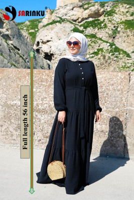 SARINKU Polyester Self Design Abaya(Black)