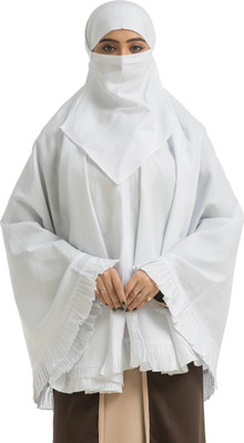 The Ocean Export and Import Cotton Blend Solid Burqa(White)