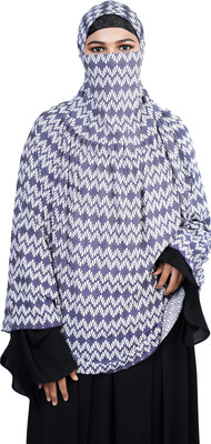 MEHAR Polyester Self Design Abaya(Blue)