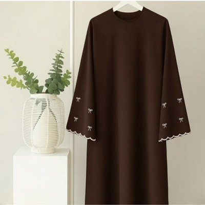 HAYA COLLECTION Cotton Blend Solid Burqa(Brown)