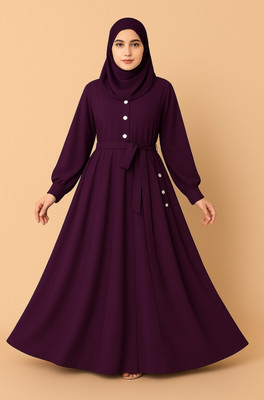 AKMMART Nida Matte Solid Abaya(Purple)