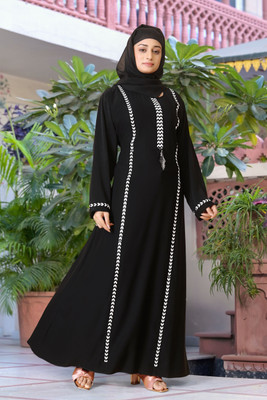 NR TRENDS Cotton Silk Abaya With Hijab(Black)