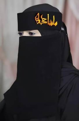 Nalmie Chiffon Solid Naqab(Black)