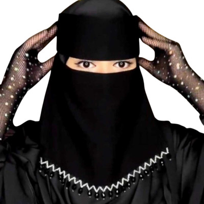 ABEEHAS Chiffon Solid Naqab(Black)