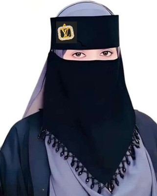 Netsell Chiffon Self Design Naqab(Black)