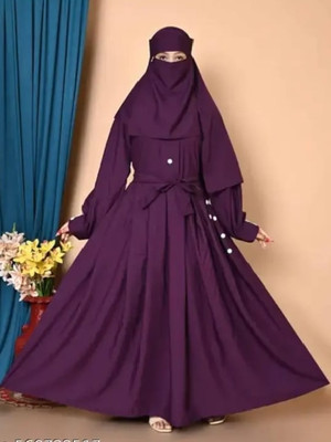 AFS Cotton Blend Abaya With Hijab(Purple)
