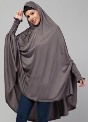VERMELLO Polycotton Solid Burqa(Grey)
