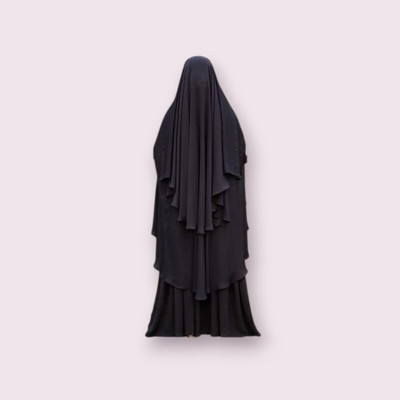 Sunnah Collection House Cotton Blend Solid Abaya With Hijab(Black)
