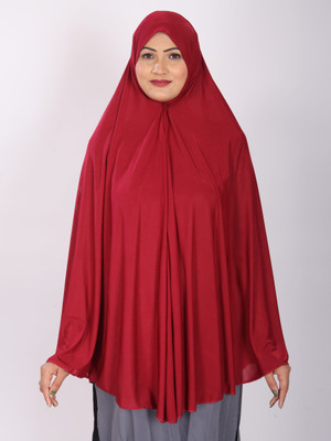 TEXNOVA Polyester Self Design Abaya(Red)