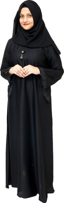 FFFASHIONHOUSE Nida Matte Self Design Burqa With Hijab(Black)