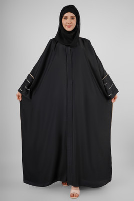 ovais abaya collection Nida Matte Solid Abaya With Hijab(Black)