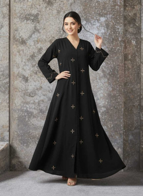 RBH Nida Matte Floral Print Burqa(Black)