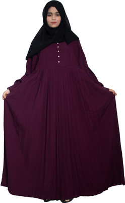MODEST CITY Crepe Self Design Abaya With Hijab(Maroon)