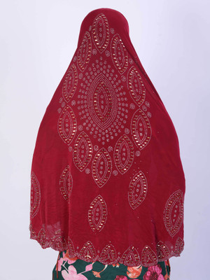 TEXNOVA Polyester Self Design Abaya(Red)