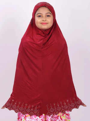 TEXNOVA Polyester Self Design Abaya(Maroon)