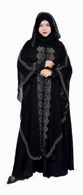 ABAYA MAYA ENTERPRISES Nida Matte Self Design Abaya With Hijab(Black)