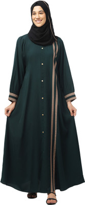 N4N Garments Nida Matte Solid Abaya With Hijab(Green, Beige)