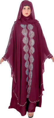 SSCOLECTION Polyester Burqa With Hijab(Maroon)