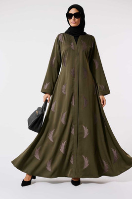 SabidEnterprise Nida Matte Solid Abaya With Hijab(Multicolor)