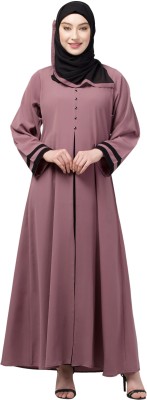 N4N Garments Nida Matte Solid Burqa With Hijab(Pink, Black)