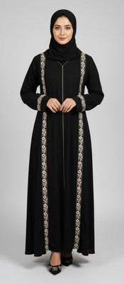 S.n garments Polyester Self Design Naqab With Hijab(Black)