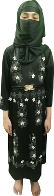shophome Polyester Self Design Abaya(Black)