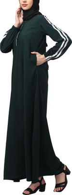 MATIFA Nida Matte, Kashibo Solid Abaya With Hijab(Green)
