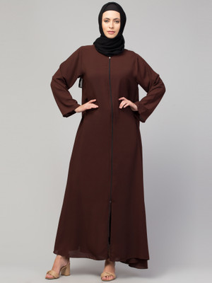 Nazneen Nida Matte Self Design Abaya(Brown)