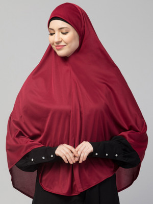 NazneenFashion Polyester Naqab(Maroon)