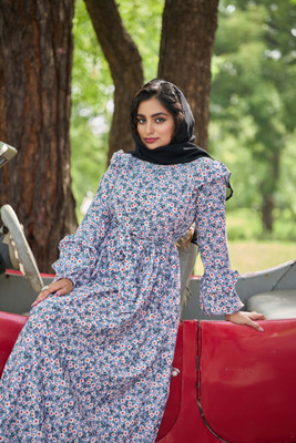 SARINKU Crepe Self Design Abaya(Multicolor)