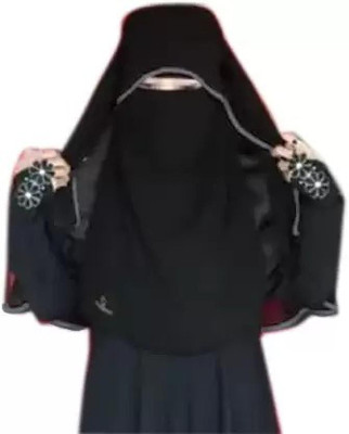 Nalmie Chiffon Solid Naqab(Black)