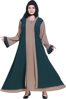 MODEST CITY Crepe Solid Abaya(Black, Beige)
