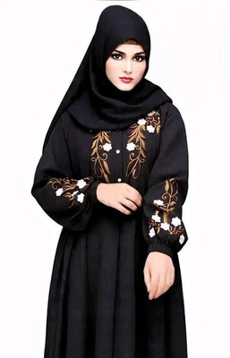 ES Safwan Dresses Cotton Blend Solid Burqa With Hijab(Black)