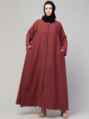 BAHAYA Nida Matte Solid Abaya(Maroon, Black)