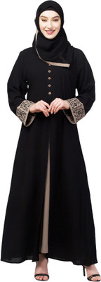 N4N Garments Nida Matte Solid Burqa With Hijab(Black, Beige)
