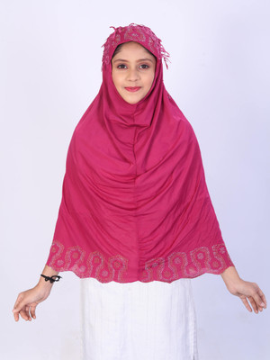 TEXNOVA Polyester Self Design Abaya(Pink)