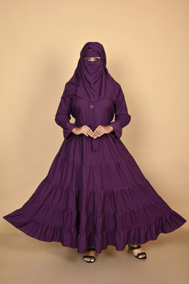 uc enterprise Cotton Blend Abaya With Hijab(Purple)